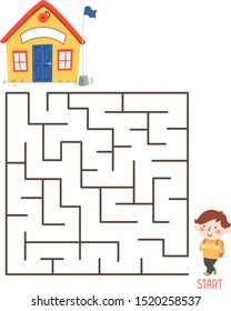 Illustration Kid Boy Student Entering Maze Stock Vector (Royalty Free ...