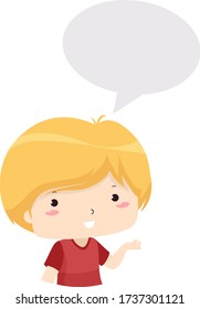 Illustration of a Kid Boy Talking with a Blank Speech Bubble
