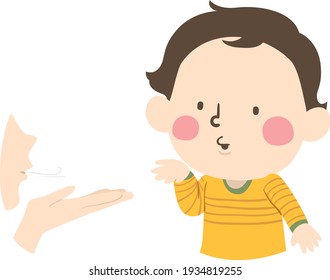 Illustration of a Kid Boy Toddler Blowing Flying Kiss Gesture with Mother Doing the Same