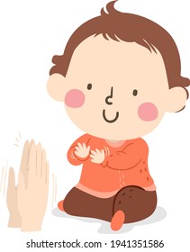 Illustration Of A Kid Boy Toddler Clapping Hands And Copying Hands Clapping