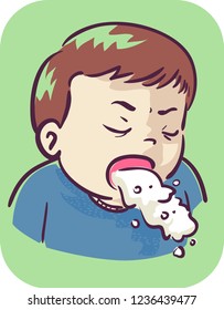 Illustration Of A Kid Boy Toddler With Open Mouth And Vomiting