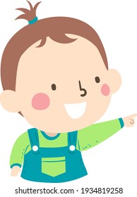 Illustration of a Kid Boy Toddler Pointing to Something Using Index Finger