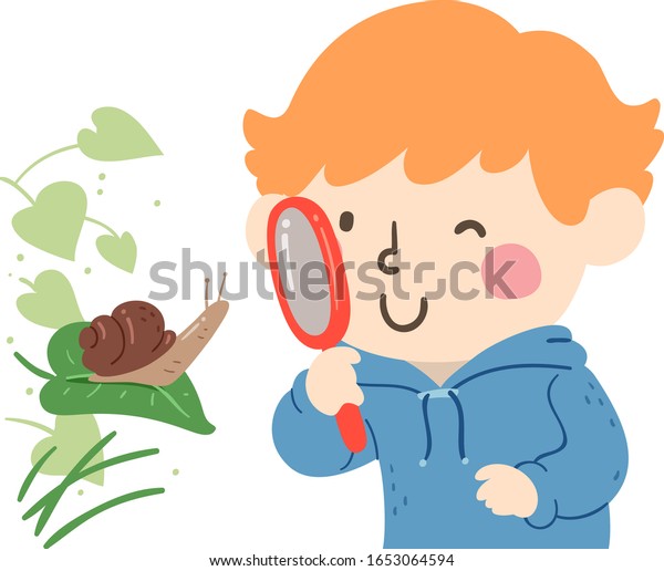 Illustration Kid Boy Using Magnifying Glass Stock Vector (Royalty Free ...