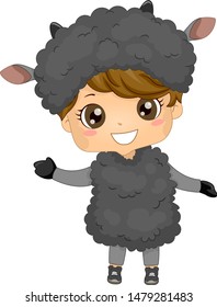 Illustration of a Kid Boy Wearing Black Sheep Costume