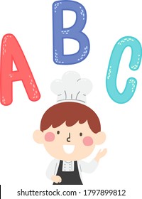 Illustration of a Kid Boy Wearing Chef Hat with ABC