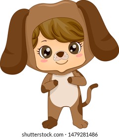 Illustration of a Kid Boy Wearing Dog Costume