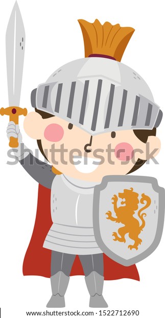 Illustration Kid Boy Wearing Medieval Knight Stock Vector (Royalty Free ...