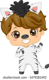 Illustration of a Kid Boy Wearing Safari Costume Zebra