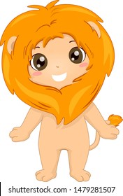 Illustration of a Kid Boy Wearing a Safari Costume Lion