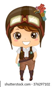 Illustration of a Kid Boy Wearing a Steampunk Outfit