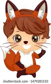 Illustration of a Kid Boy Wearing Woodland Costume Fox