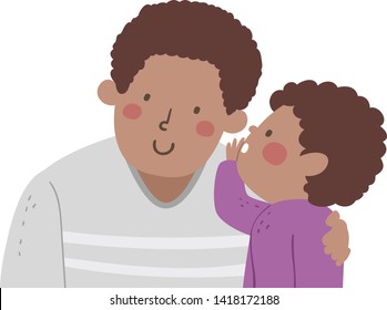 Illustration of a Kid Boy Whispering Something to His Father