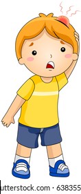 Illustration of a Kid with a Bump on His Head