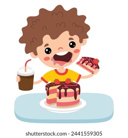 Illustration Of Kid With Cake