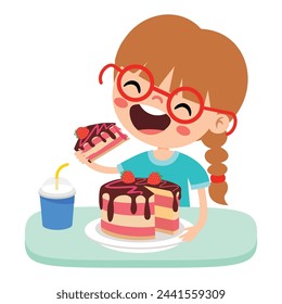 Illustration Of Kid With Cake