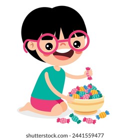 Illustration Of Kid With Candy