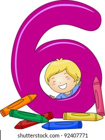 Illustration of a Kid Checking Out Crayons