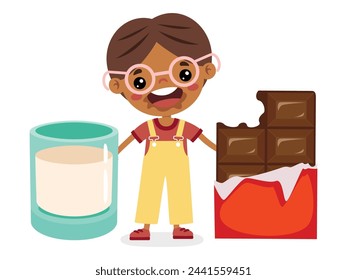 Ilustración De Niño Con Chocolate