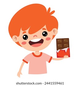 Ilustración De Niño Con Chocolate