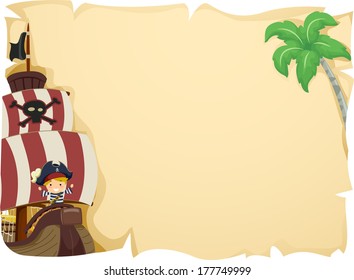 Illustration of a Kid Commanding a Pirate Ship