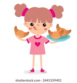 Illustration Of Kid With Croissant