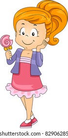 Illustration of a Kid Demonstrating Her Sense of Taste