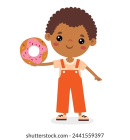 Ilustración De Niño Con Donut