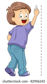 Illustration of a Kid Drawing a Vertical Line
