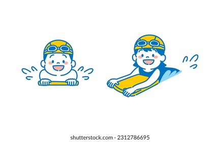 Illustration of Kid Enjoy Swimming in the Pool