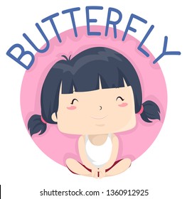 Illustration of a Kid Girl Exercising and Showing How to Do Butterfly Exercise