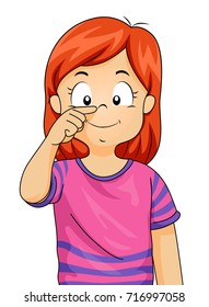 Illustration Of A Kid Girl Pointing To Her Nose