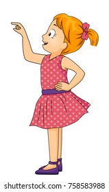 Illustration of a Kid Girl Pointing and Picking her Choice