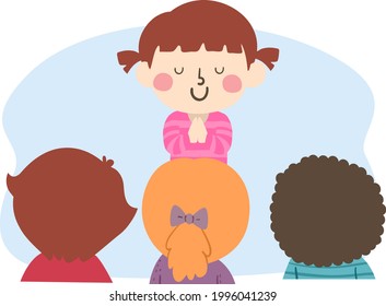 Illustration Of A Kid Girl Praying And Leading The Kids In Prayers As Prayer Leader, A Classroom Job