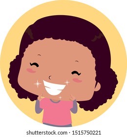 Illustration of a Kid Girl Showing Her Sparkling White Teeth. Adjective Lesson Describing for Appearance.