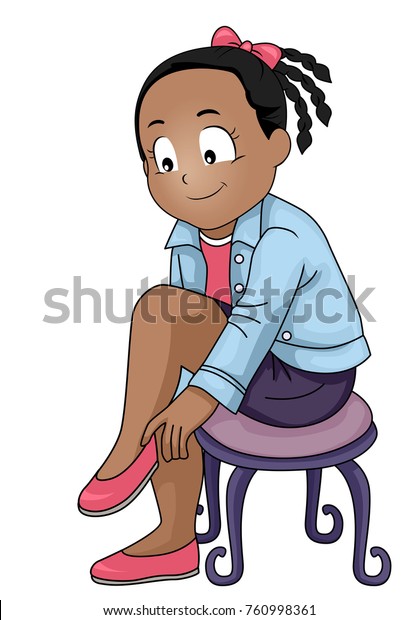 靴を履いた椅子に座る少女のイラスト のベクター画像素材