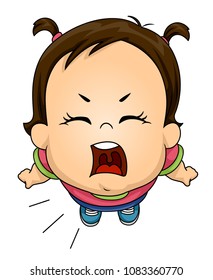 Illustration of a Kid Girl Toddler Shouting Loud