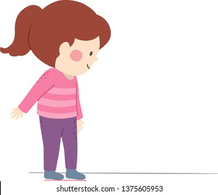 Illustration of a Kid Girl Using Her Feet for Measurement, a Arbitrary and Non Standard Unit