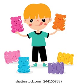 Illustration Of Kid With Gummy Bear