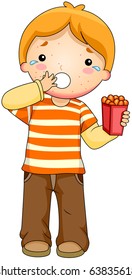 Illustration Of A Kid Having An Allergic Reaction To Food