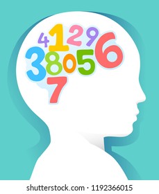 Illustration of a Kid  Head with Numbers