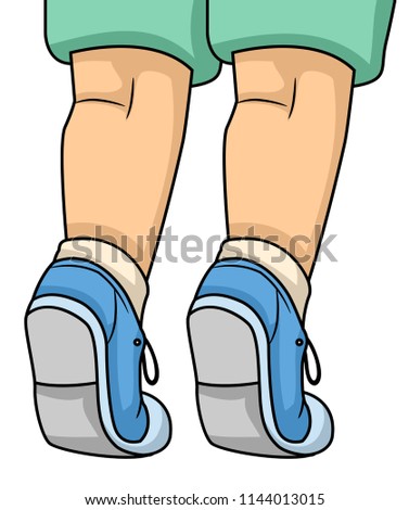 Illustration of a Kid with Heels Up and Standing in Tip Toe