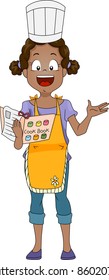 Illustration of a Kid Holding a Cook Book