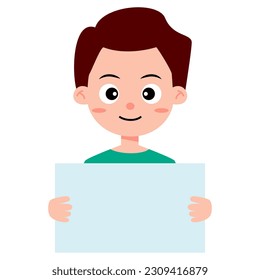 Illustration of Kid Holding Empty Banner