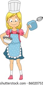 Illustration of a Kid Holding a Mixer