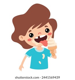 Illustration Of Kid With Ice Cream