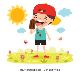 Illustration Of Kid With Ice Cream
