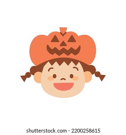 Illustration of Kid in jack o lantern costume for Halloween