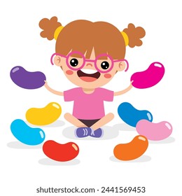 Illustration Of Kid With Jelly Bean