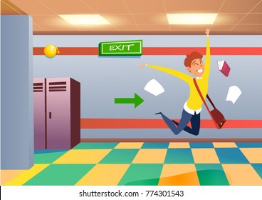 Illustration of a Kid Jumping in Glee After the Last Day of Class