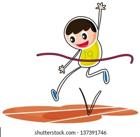 Ilustración de un niño saltando sobre un fondo blanco